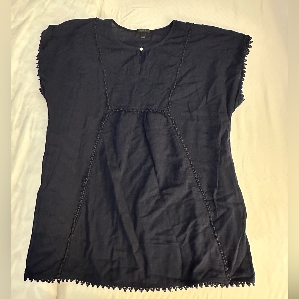 J. Crew Short Sleeve Key Hole Neck Beach Coverup (D4)